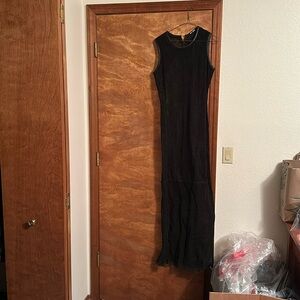 BLK DNM long suede perforated dress.